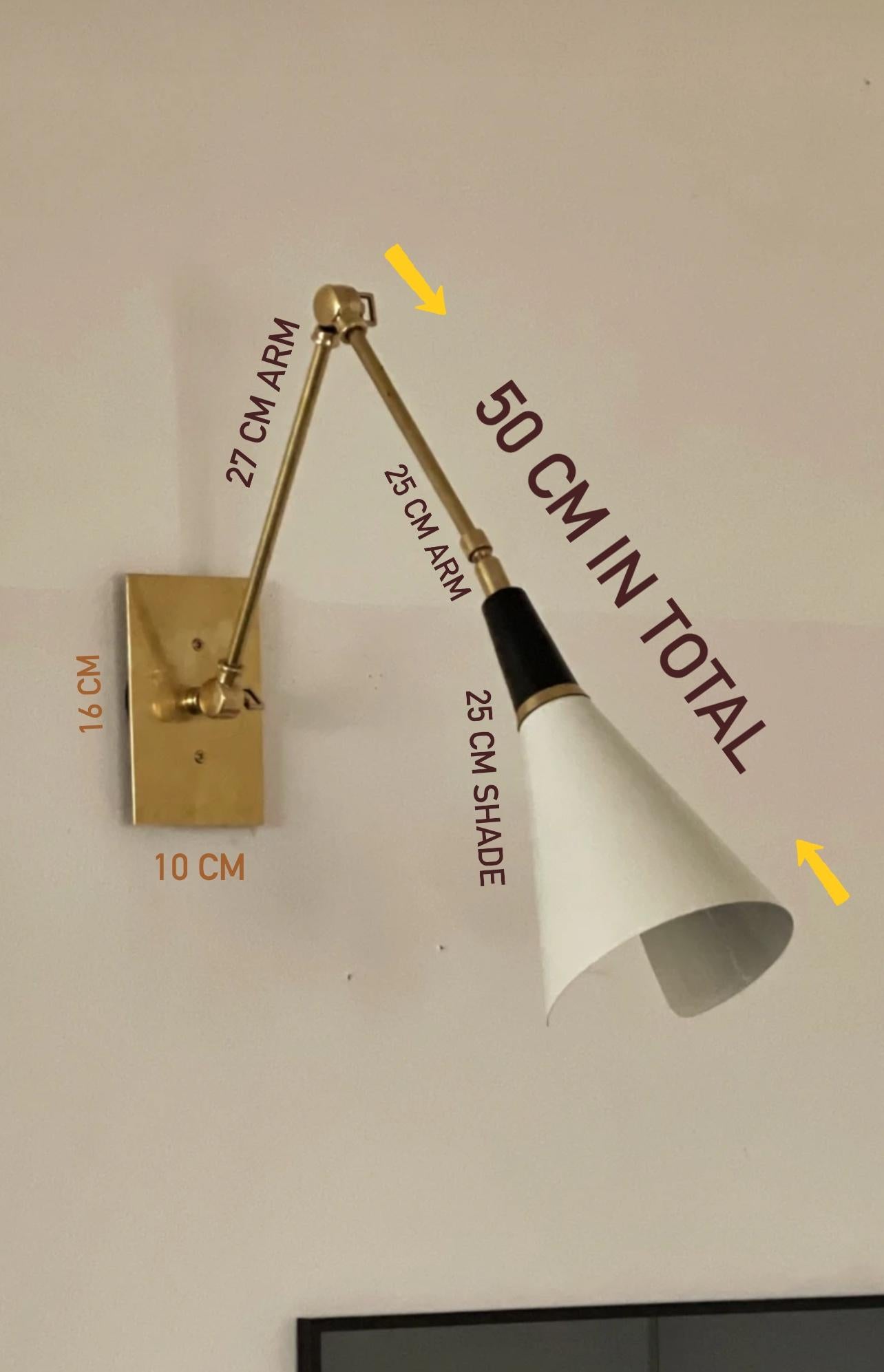 Magari Kitchen Wall Lamp Stilnovo style in Bronze, White and Brass For Sale 3