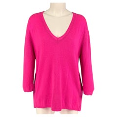 MAGASCHONI Size S Pink Cashmere Knitted V-Neck Pullover
