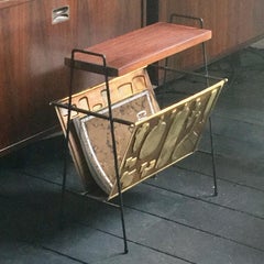 Magazine Holder Finished in Brass with Bottle Designs, Europe, Mid-20th Century