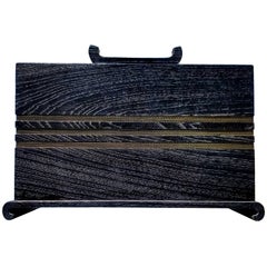 Magazine Holder in Black Cerused Oak