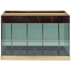 Magazine Holder MB Italia, 1970s Brass and Smoked Glass