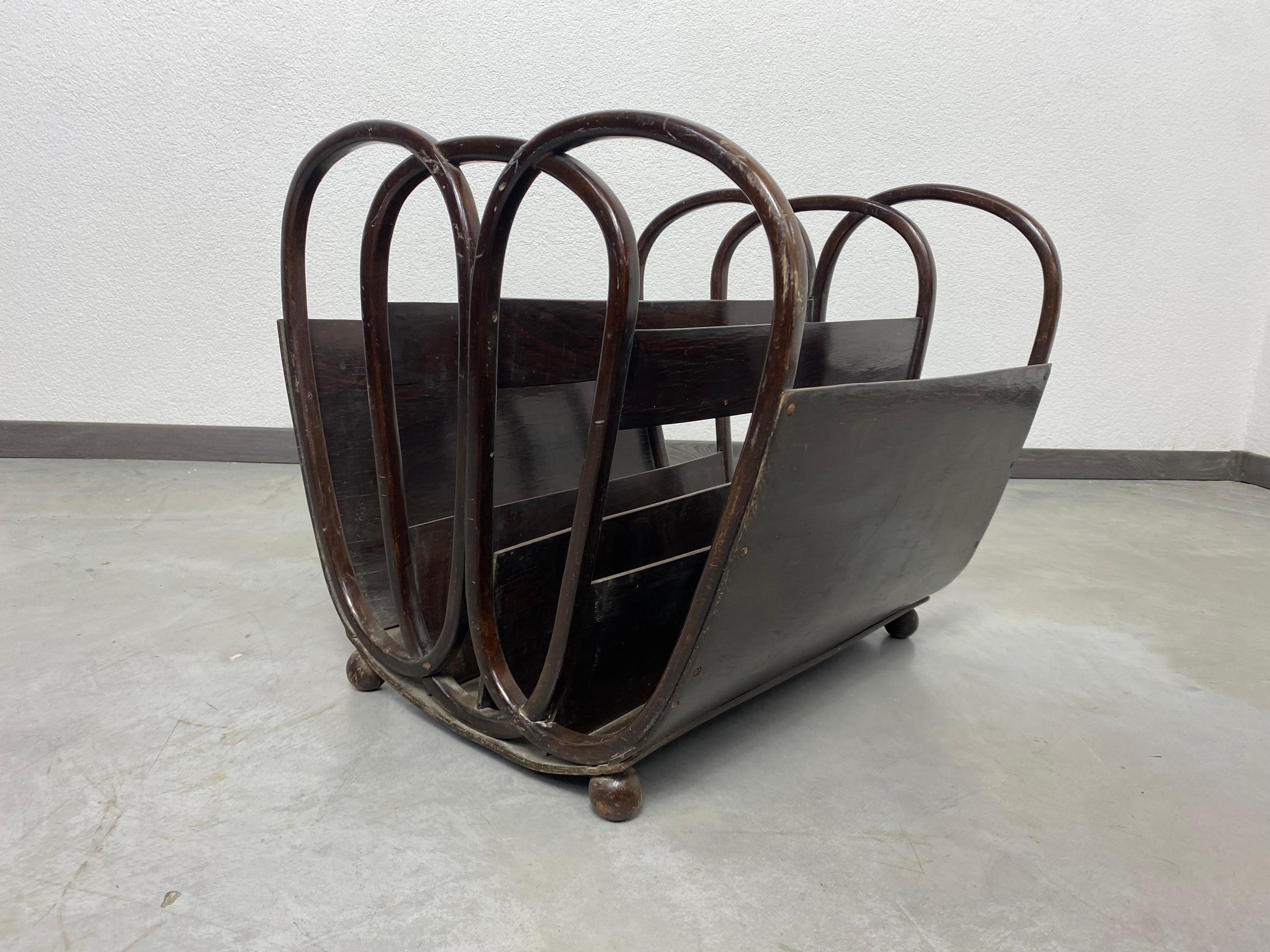 Magazine holder no.1069 by Koloman Moser for J&J Kohn in very nice original condition with signs of use.