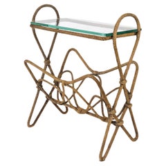 Magazine Holder, Rope Sofa End, Glass Top, 20th Century.