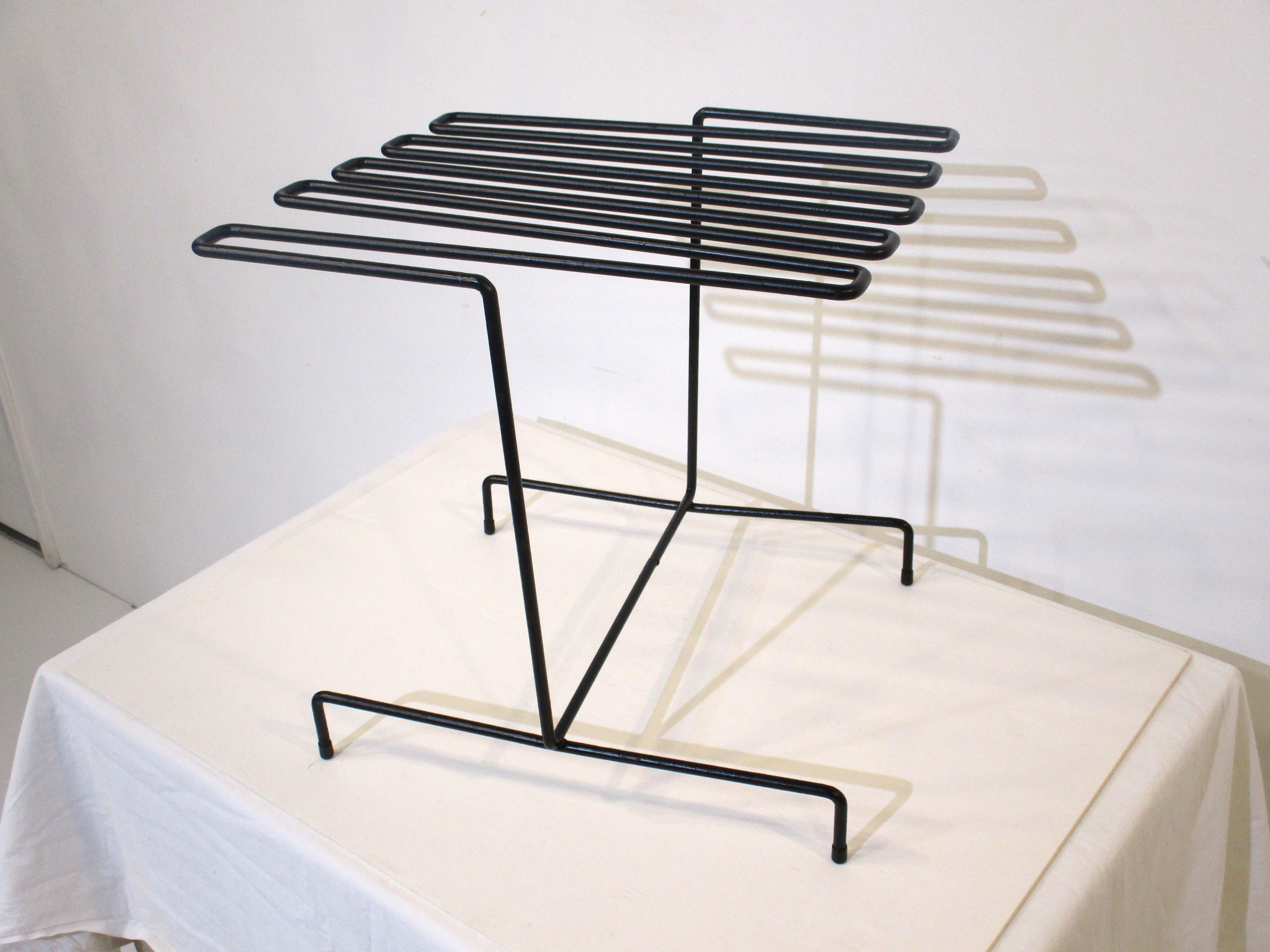 Mid-Century Modern Magazine Newspaper Rack in the Style of Tony Paul  For Sale