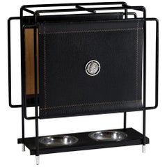Mid-Century Modern Magazine Holder – Denmark, 1950s Metal and Leather Design