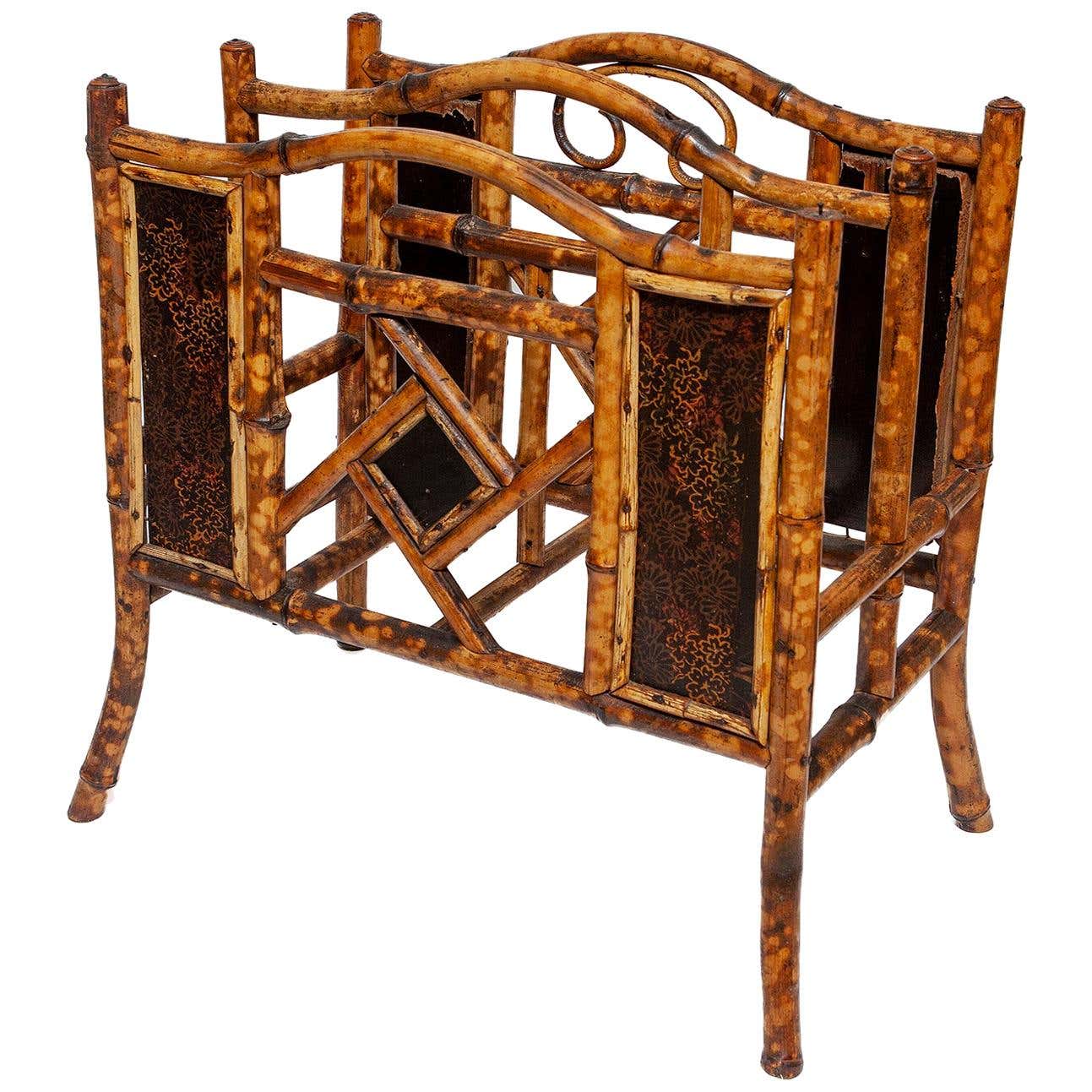 Magazine Rack Bamboo Faux Tortoishell Art Deco Lacquer Japan For Sale ...