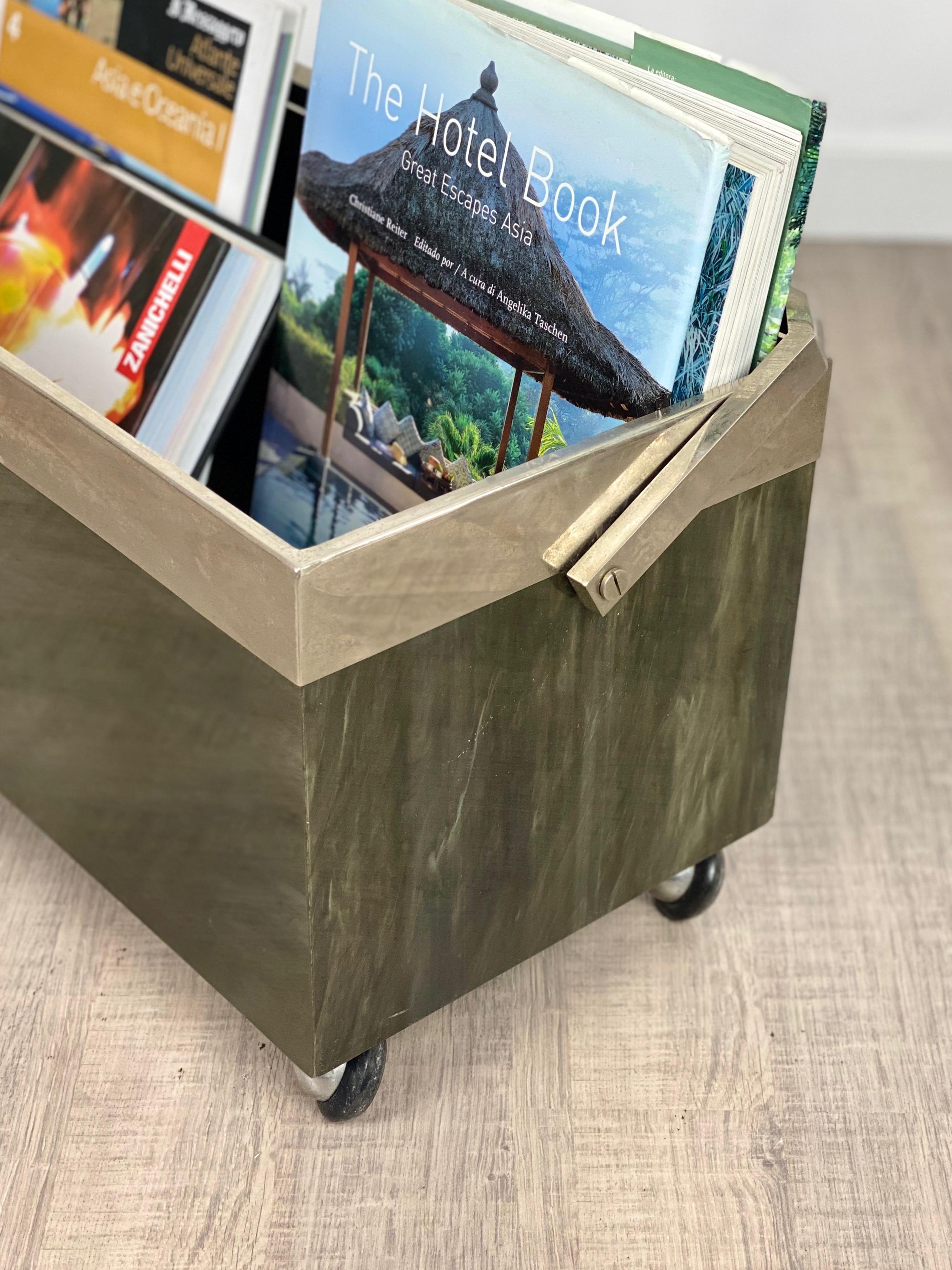 Magazine Rack Cart Marble Effect Perspex and Metal by B.B. Genova, Italy, 1970s 9