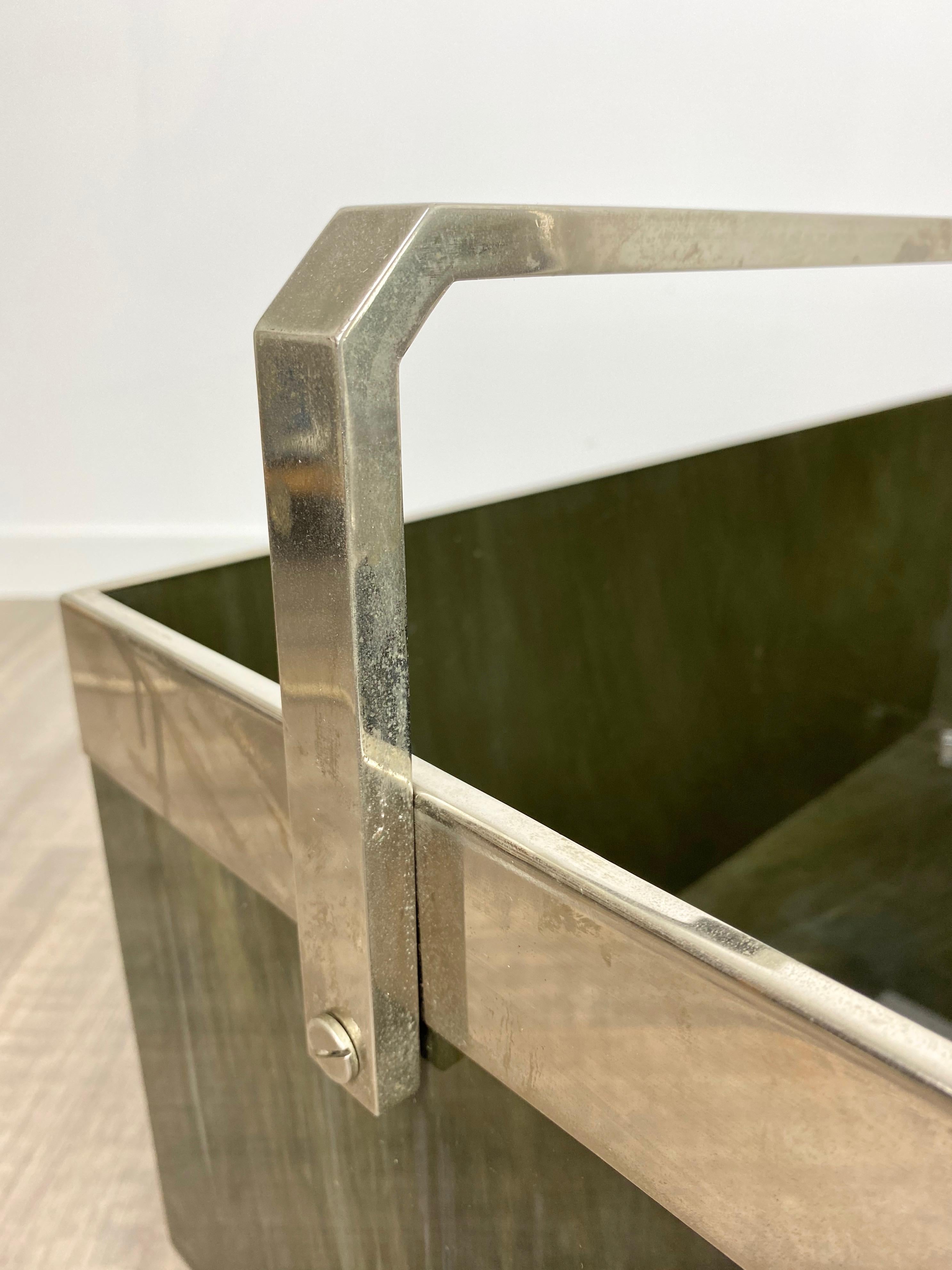 Magazine Rack Cart Marble Effect Perspex and Metal by B.B. Genova, Italy, 1970s 1