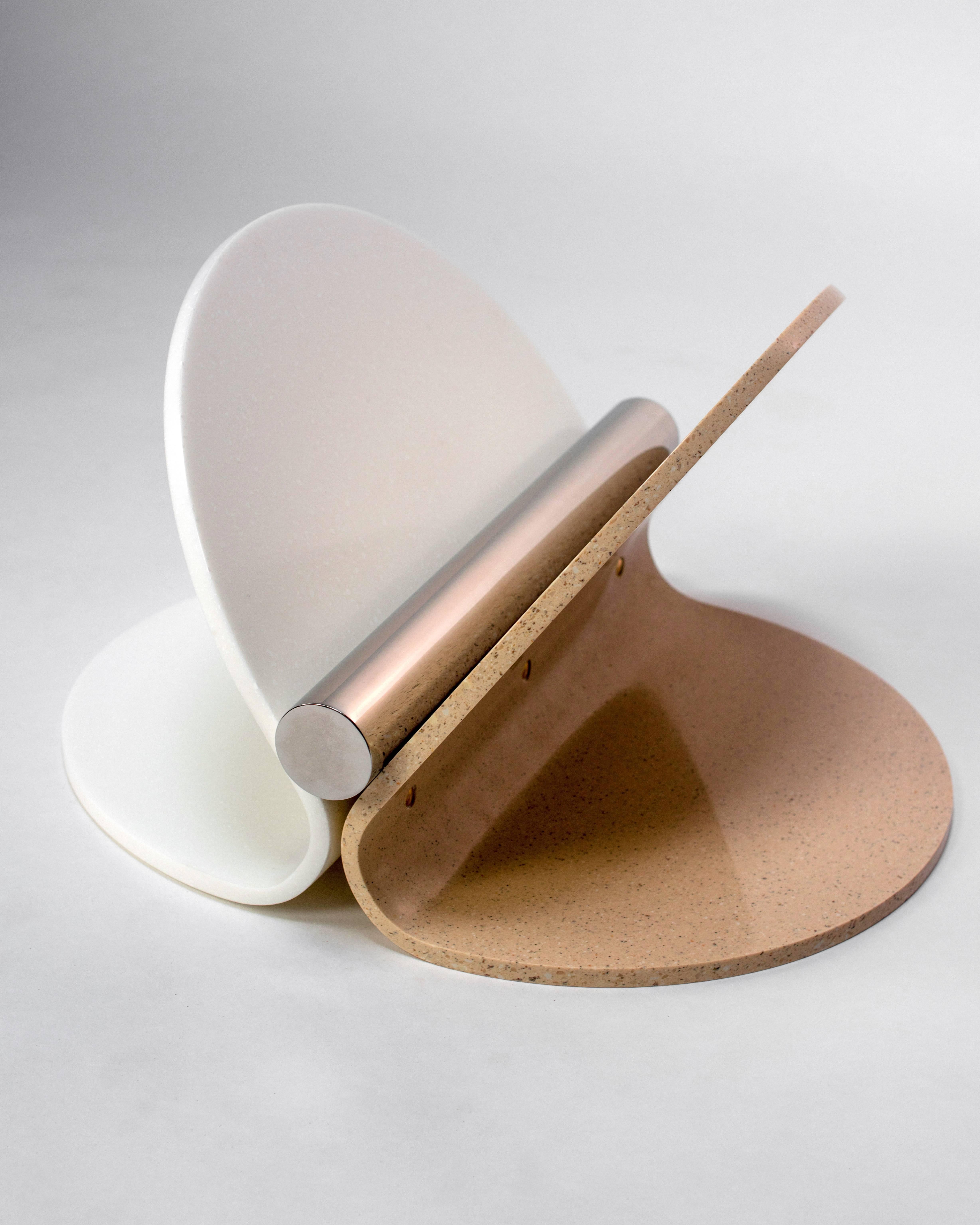 Magazine Rack in Artificial Stone and Polished Copper 4
