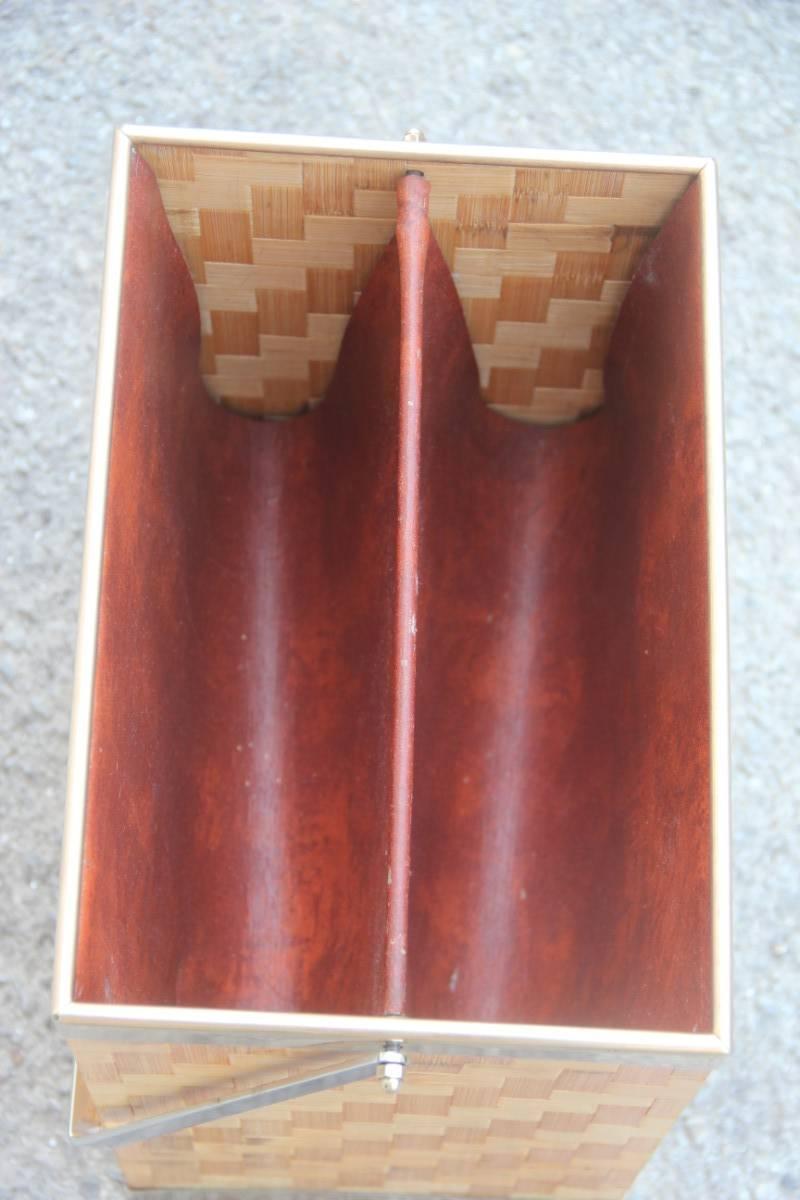Italiano Portariviste in bambù e ottone di design italiano, 1970 in vendita