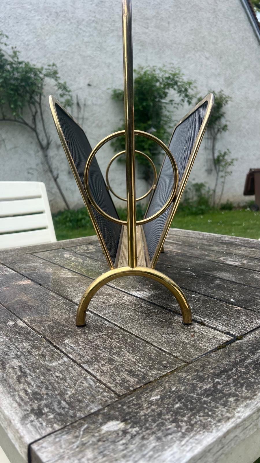 Portariviste in ottone e metallo laccato nero Italia 1970'