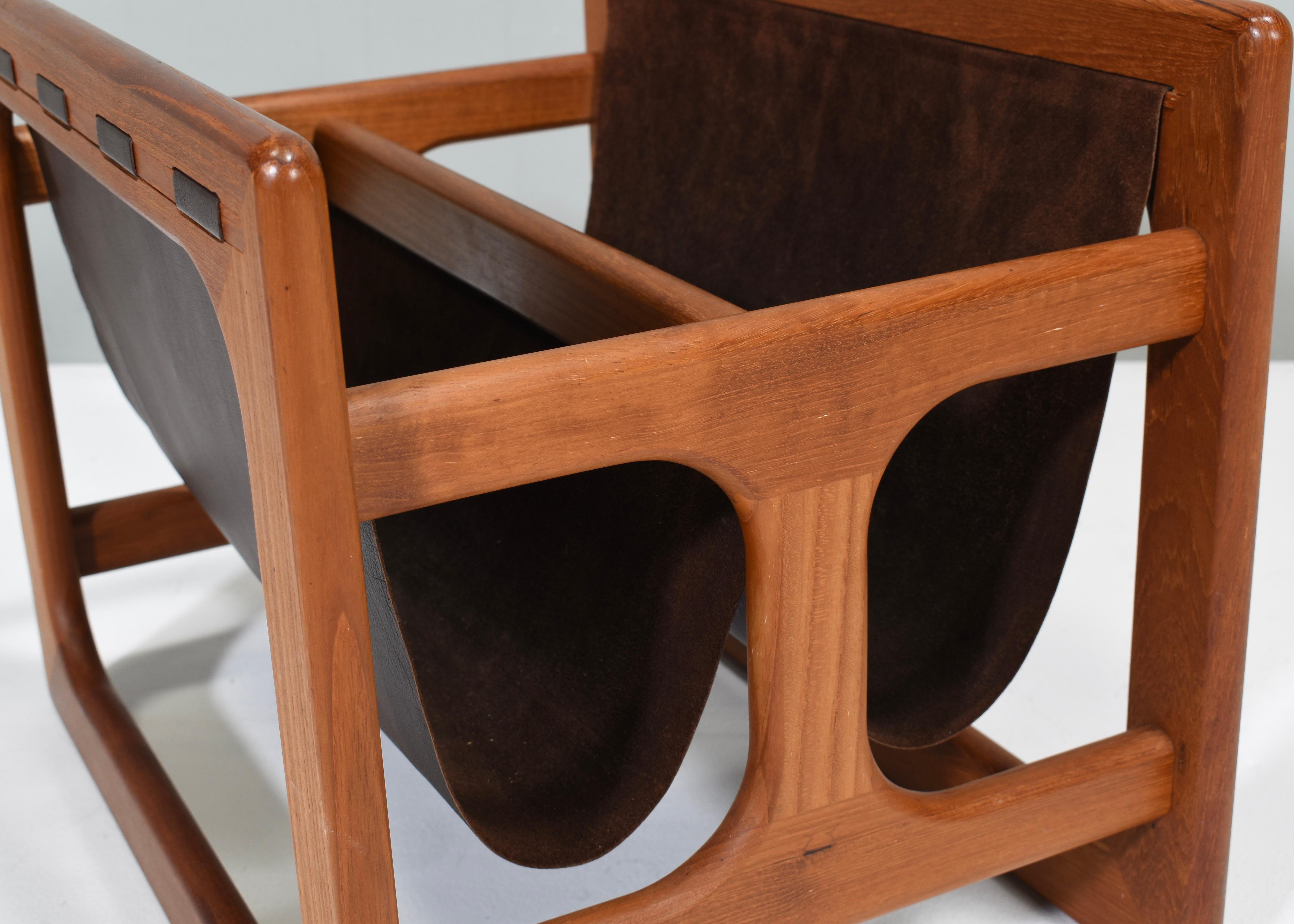 Magazine Rack in Teak and Leather by Salin Møbler, Denmark – 1960’s 2