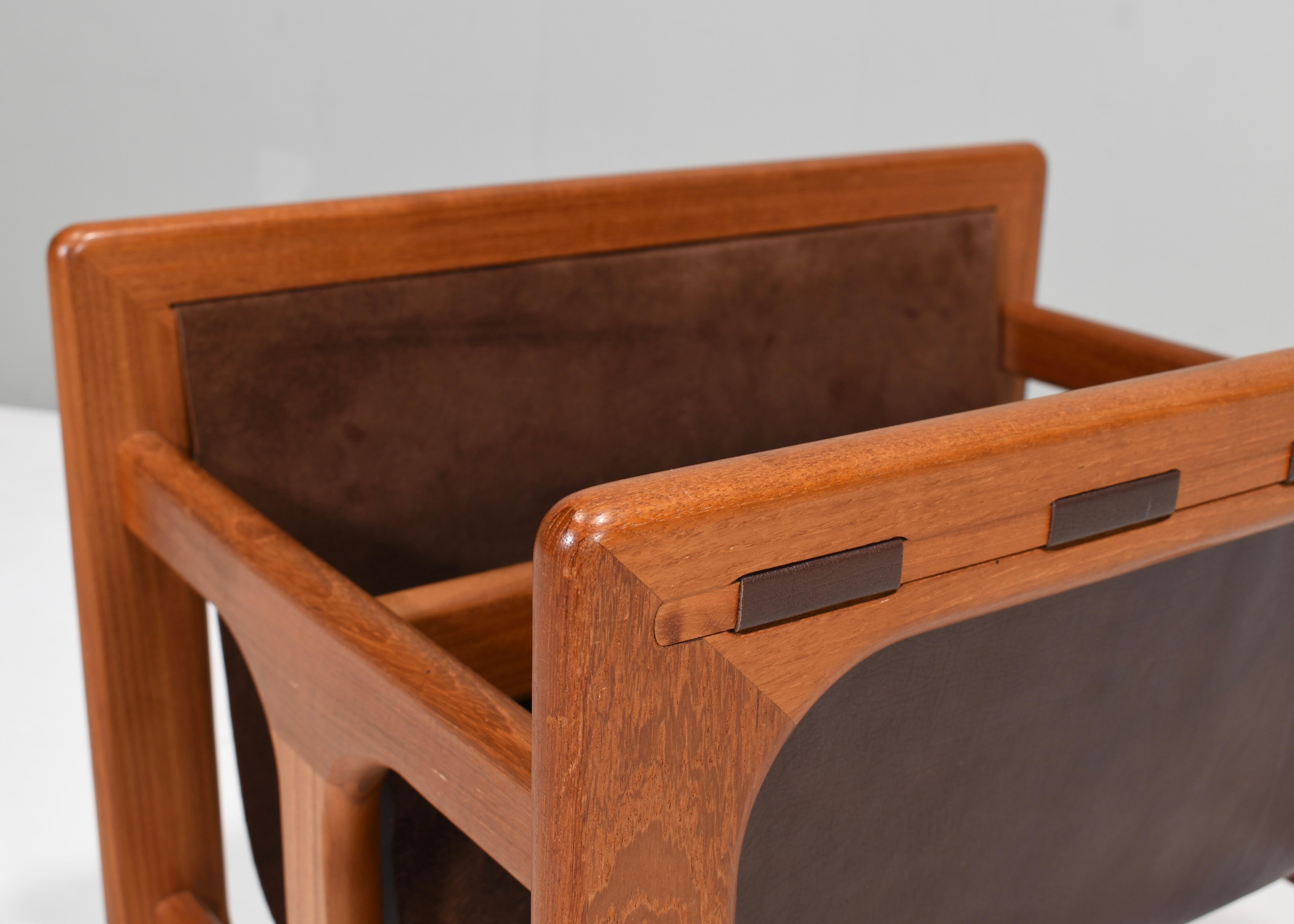 Magazine Rack in Teak and Leather by Salin Møbler, Denmark – 1960’s 3