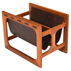 Magazine Rack in Teak and Leather by Salin Møbler, Denmark – 1960’s