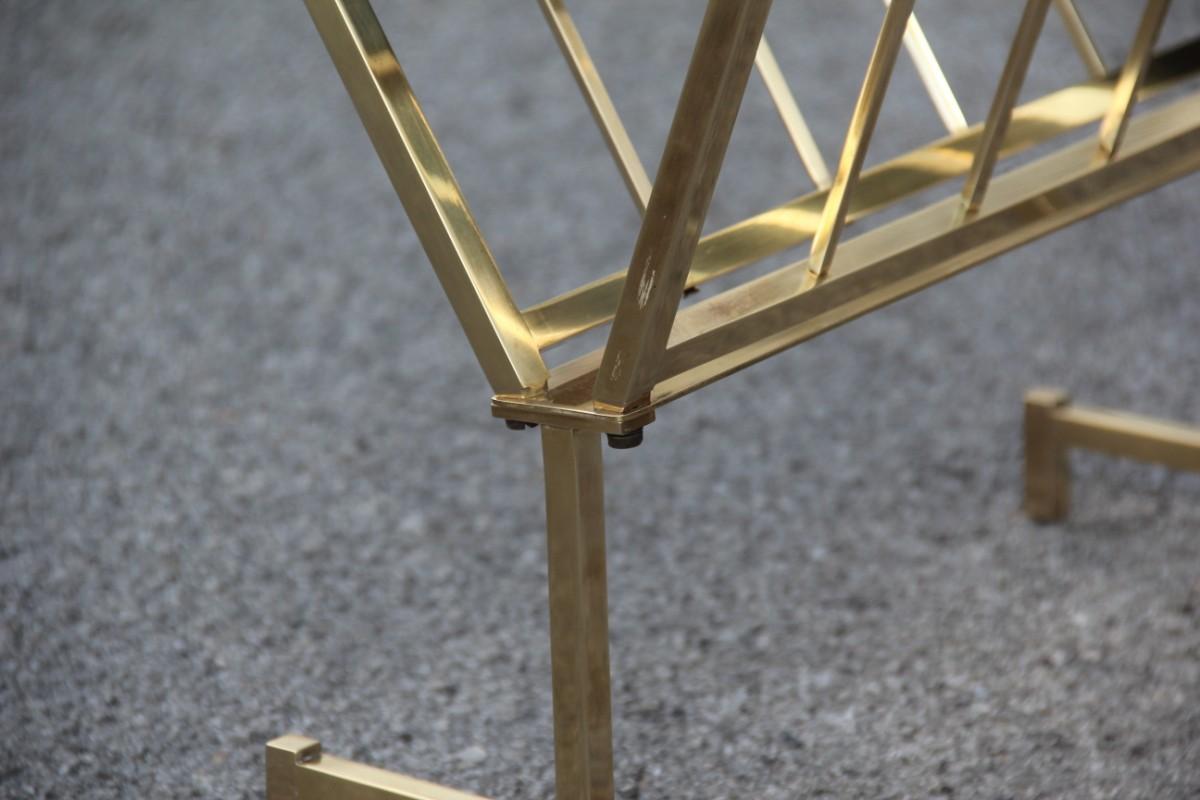 Magazine Rack Italian Design Geometric Brass Form, 1970 Gold Color 3