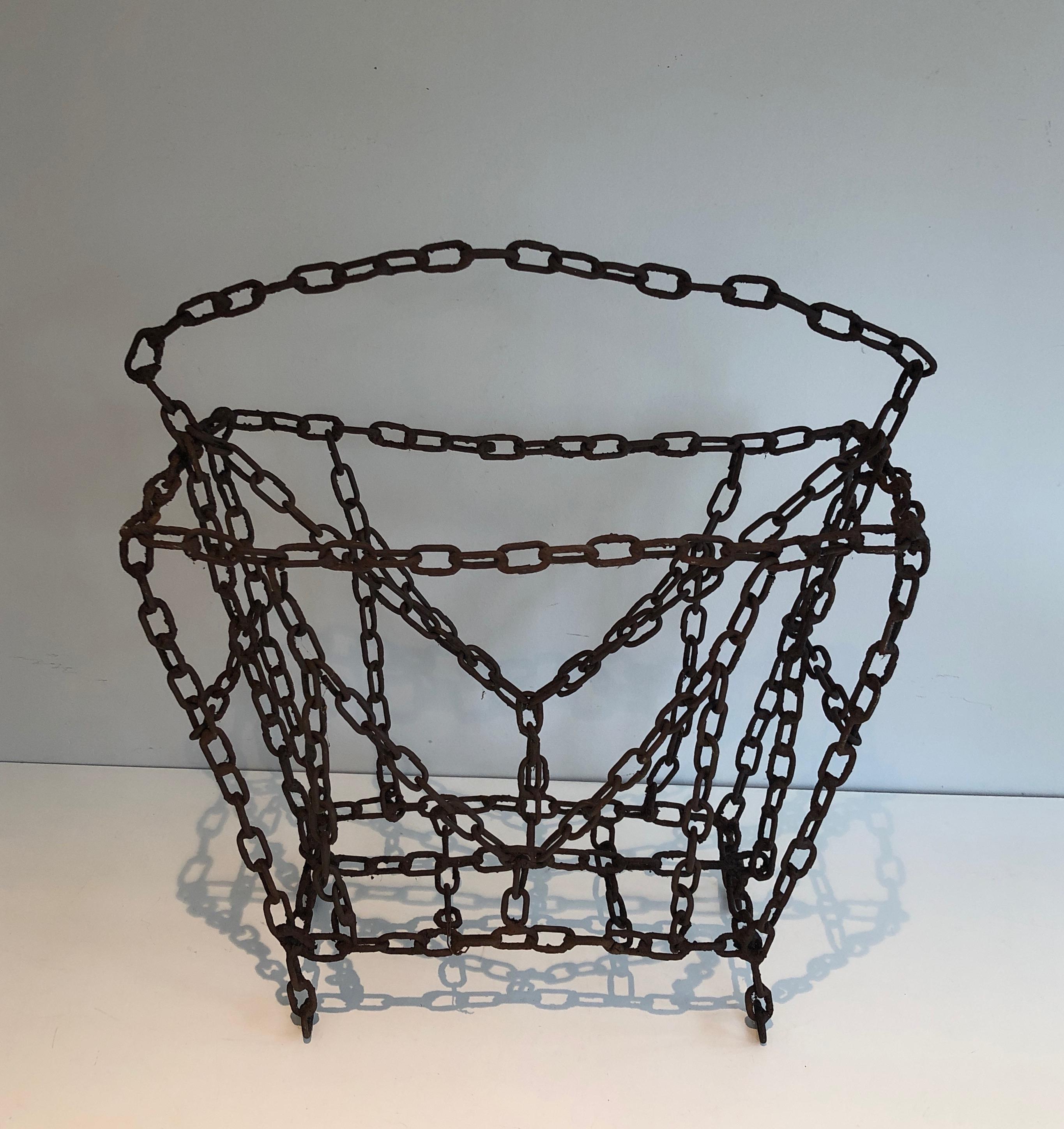 Magazine Rack Made of Iron Chains, French Work For Sale 6