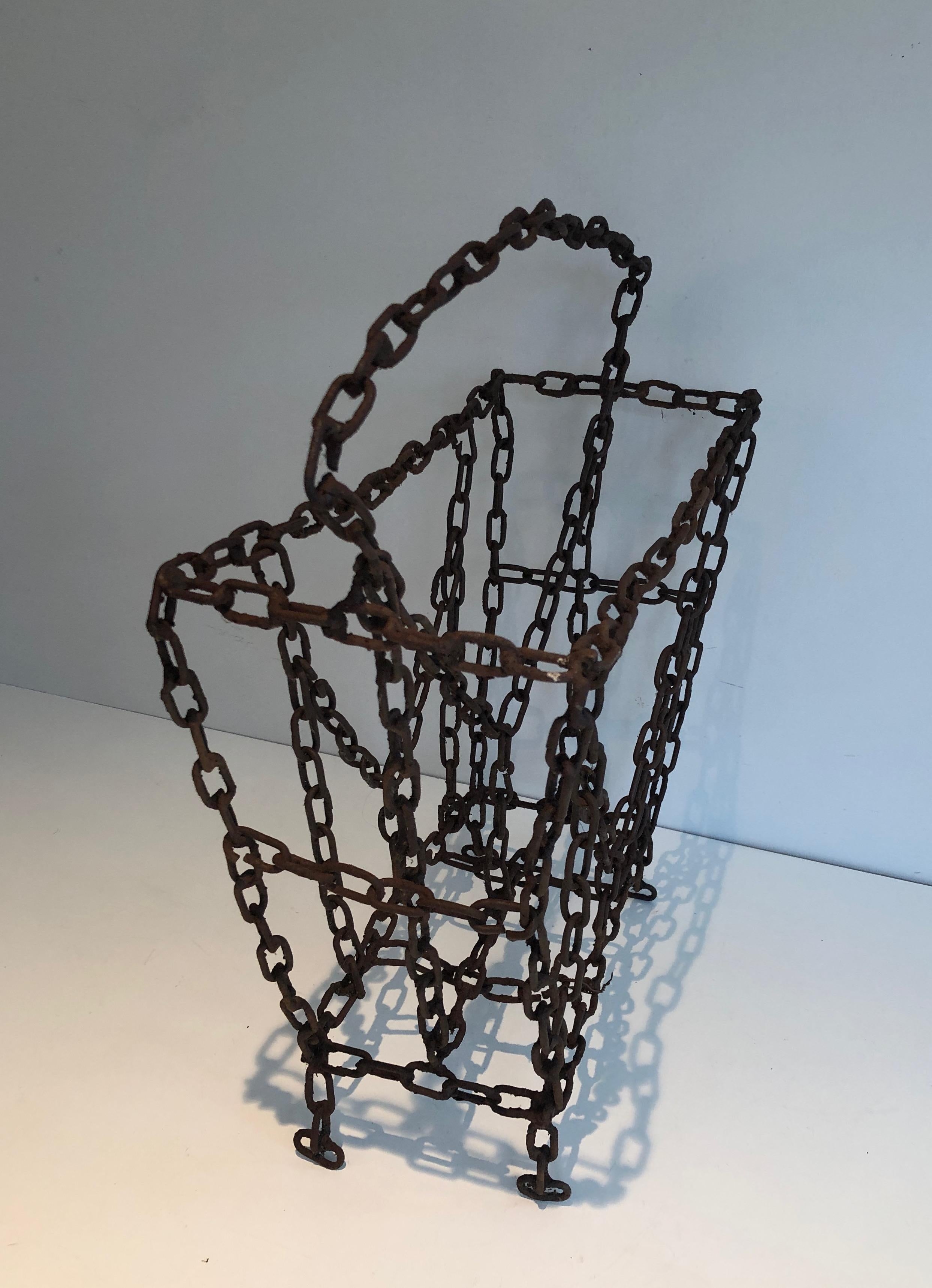 Magazine Rack Made of Iron Chains, French Work For Sale 8