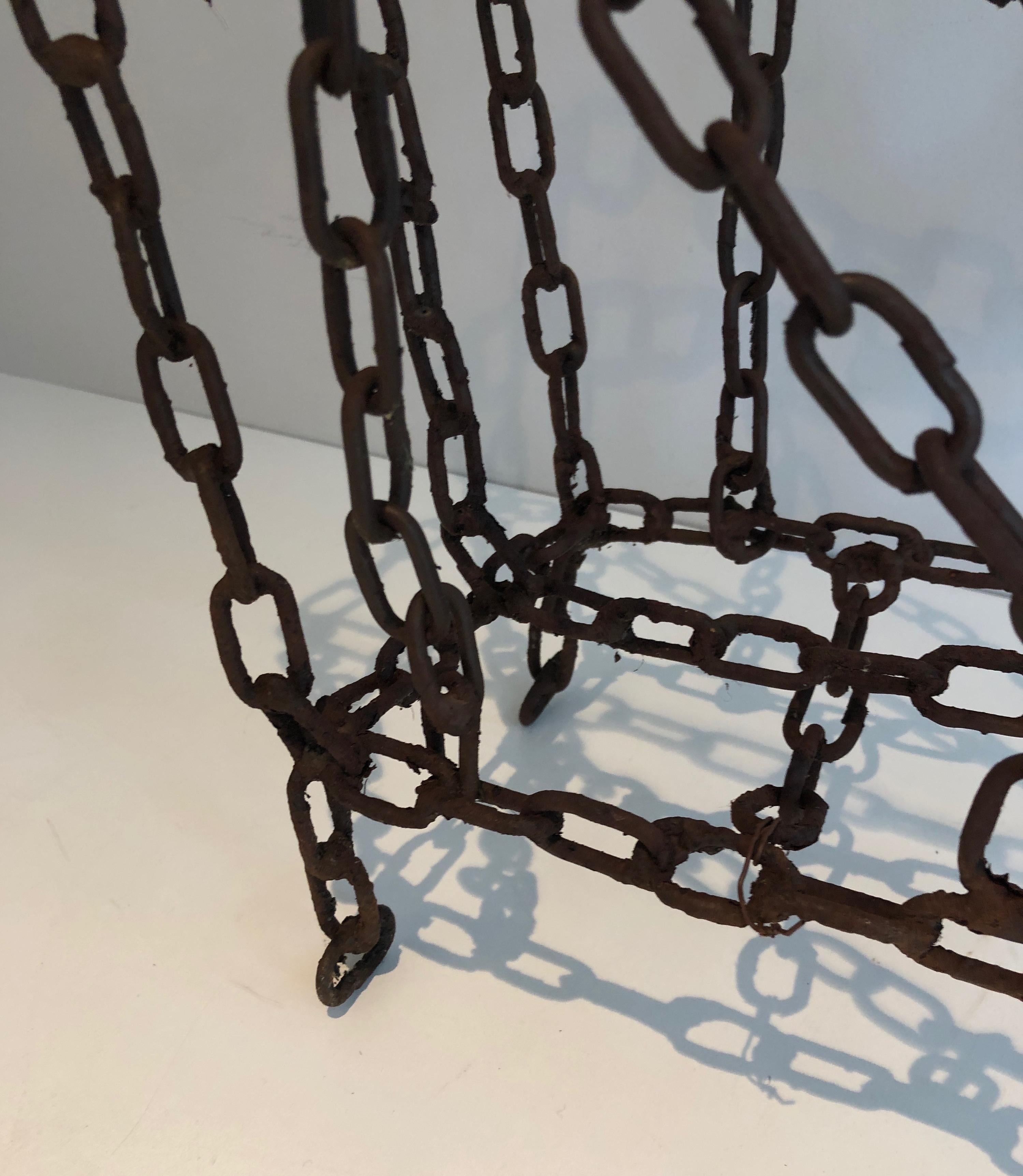 Magazine Rack Made of Iron Chains, French Work For Sale 10