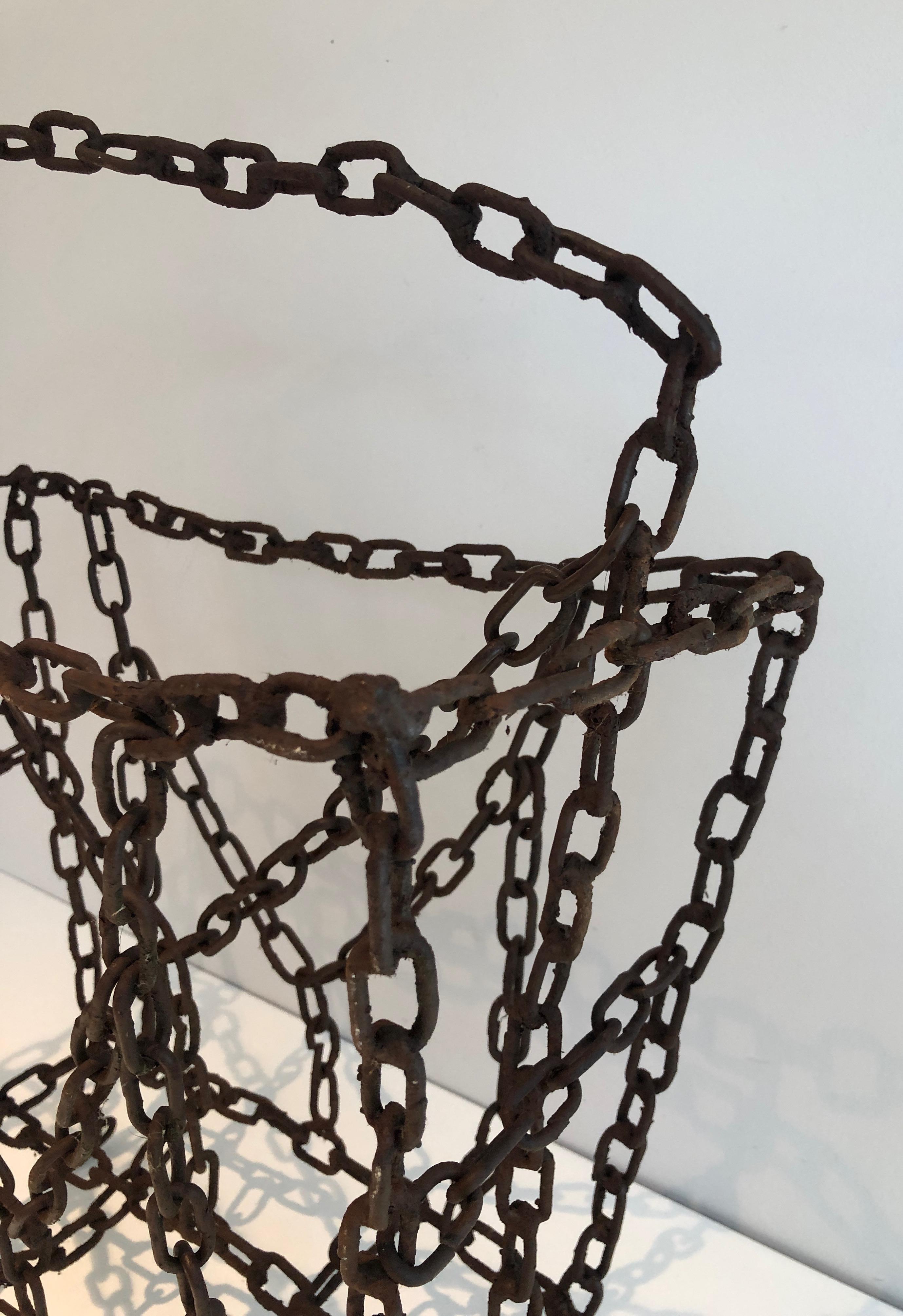 Magazine Rack Made of Iron Chains, French Work For Sale 11