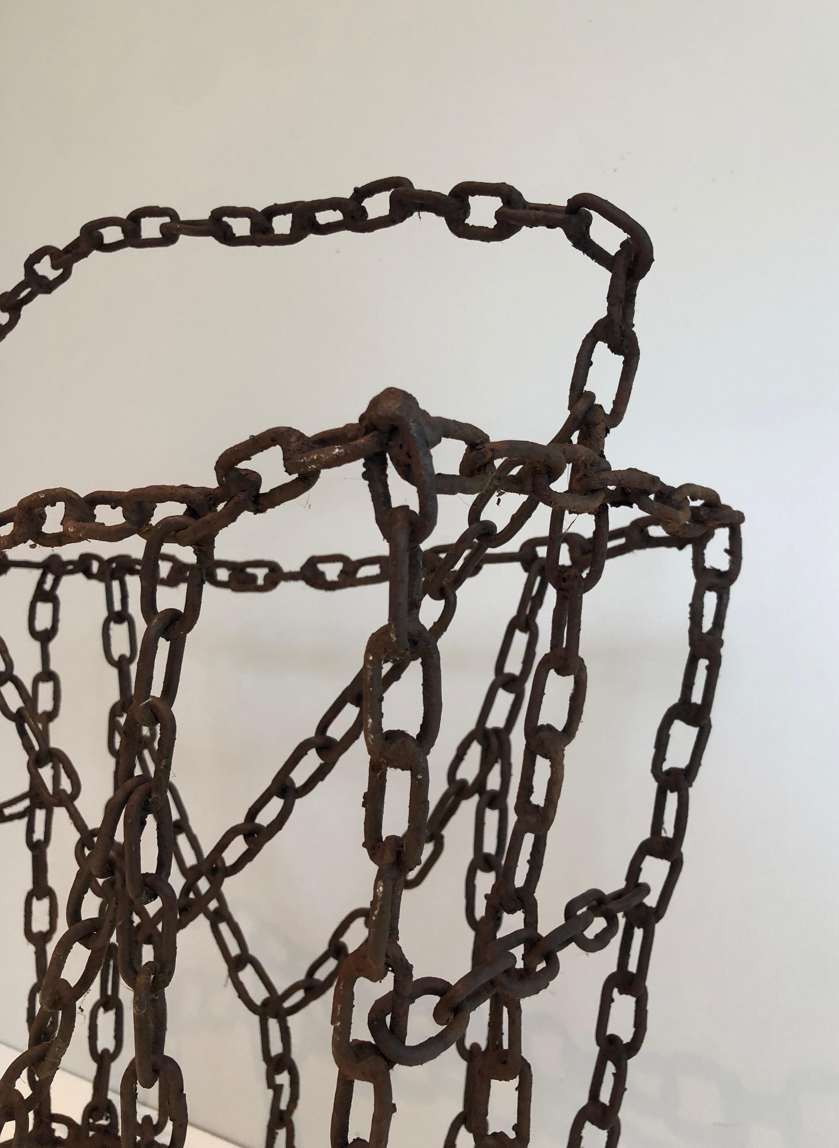 Magazine Rack Made of Iron Chains, French Work For Sale 12
