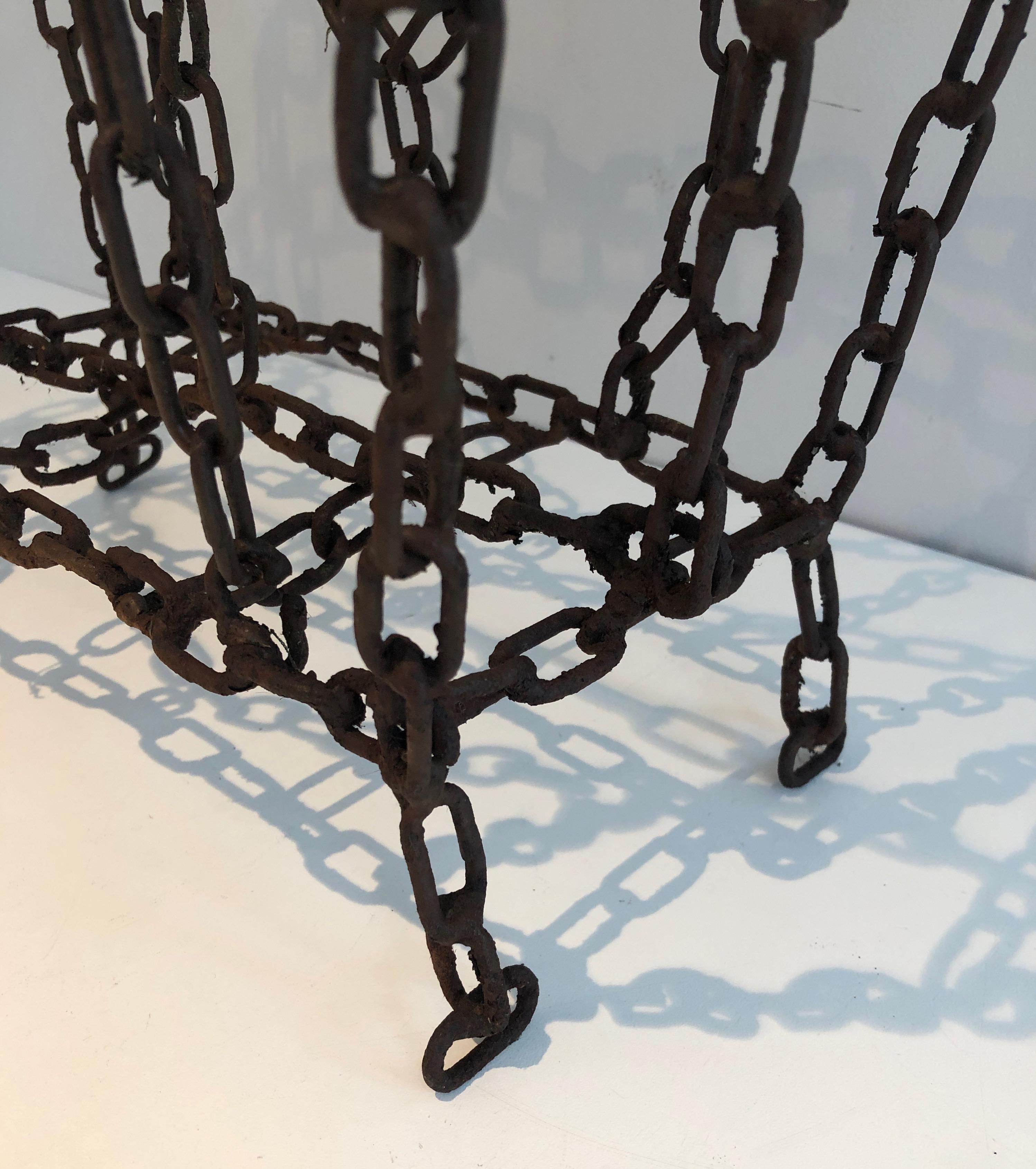 Magazine Rack Made of Iron Chains, French Work For Sale 13