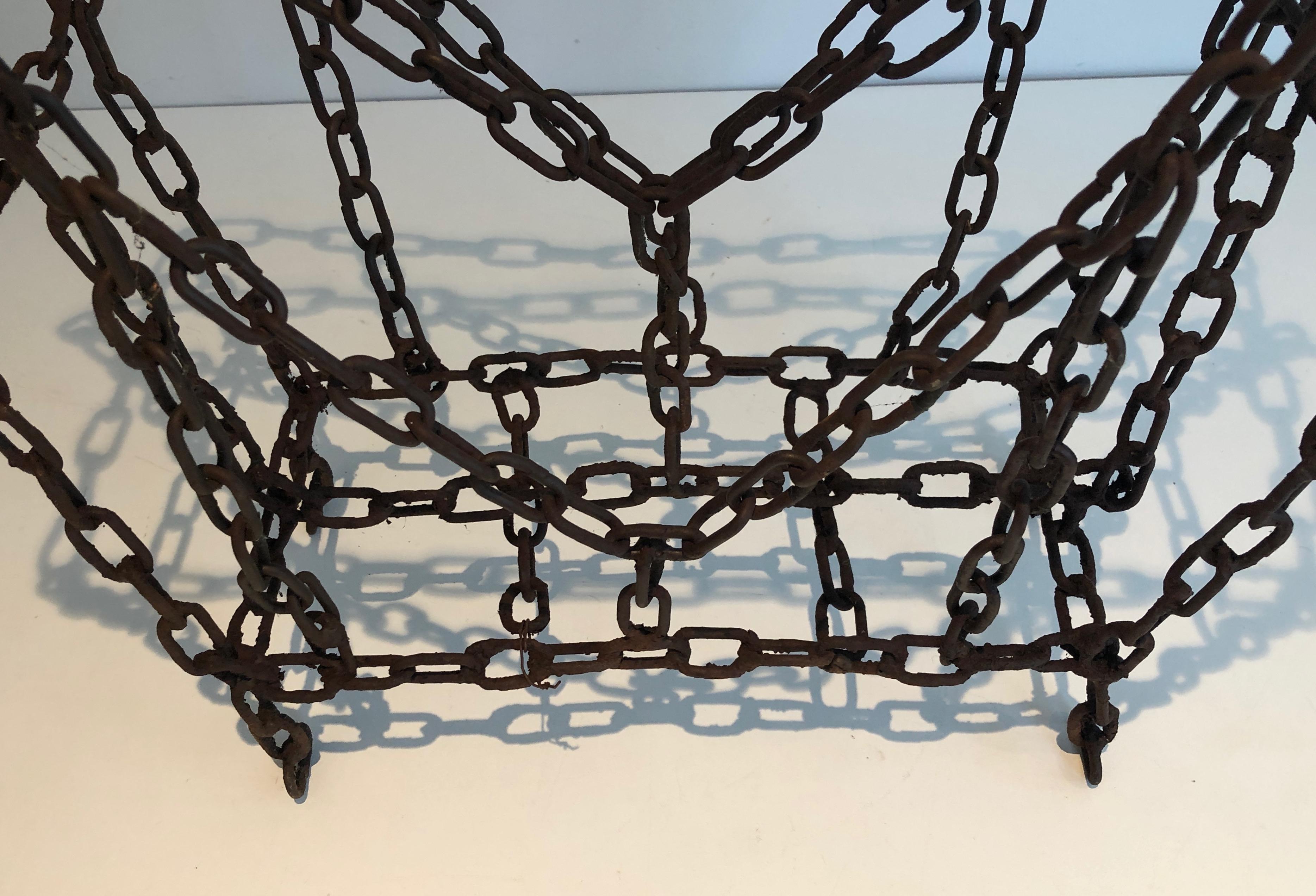 Magazine Rack Made of Iron Chains, French Work For Sale 2