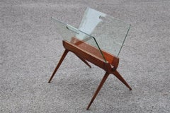 Portariviste Design italiano di metà secolo Ciliegio e vetro Cesare Lacca 1950s