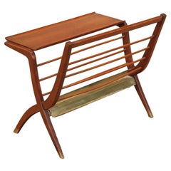 Vintage Magazine Rack Painted Beech, Italy, 50s-60s