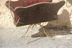 Magazine Rack with Ashtray Mid-Century Modern Brass Mahogany Wood, 1950s