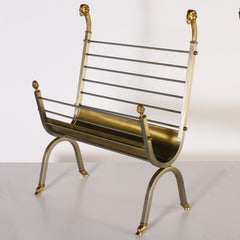Magazine Rack with Rams Head in the Style of Maison Jansen
