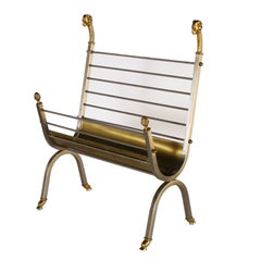 Magazine Rack with Rams Head in the Style of Maison Jansen