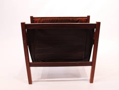 Magazine Stand in Rosewood, Dark Brown Leather and Suede of Danish Design, 1960s