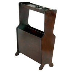 Magazine Stand in Wood, Stampted Made in England, XX Century, Brown Color