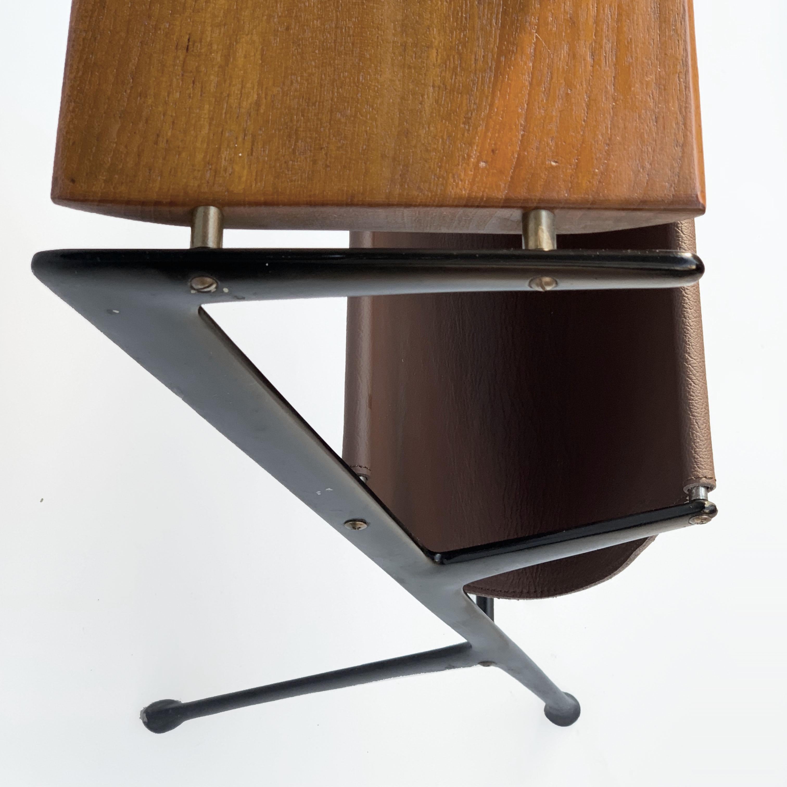 Magazine Table, Metal, Wood and Leather, Italy, 1950s Ico Parisi 6