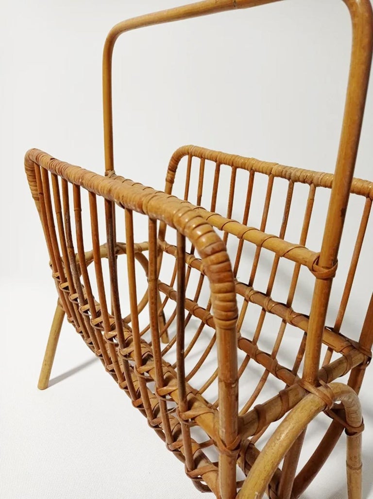 Magazine Rack Midcentury Natural Fiber Wicker and Bamboo from the 60s ...