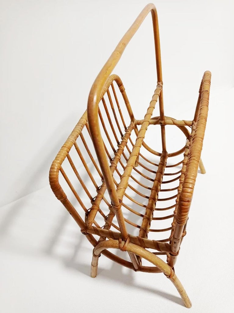 Magazine Rack Midcentury Natural Fiber Wicker and Bamboo from the 60s ...