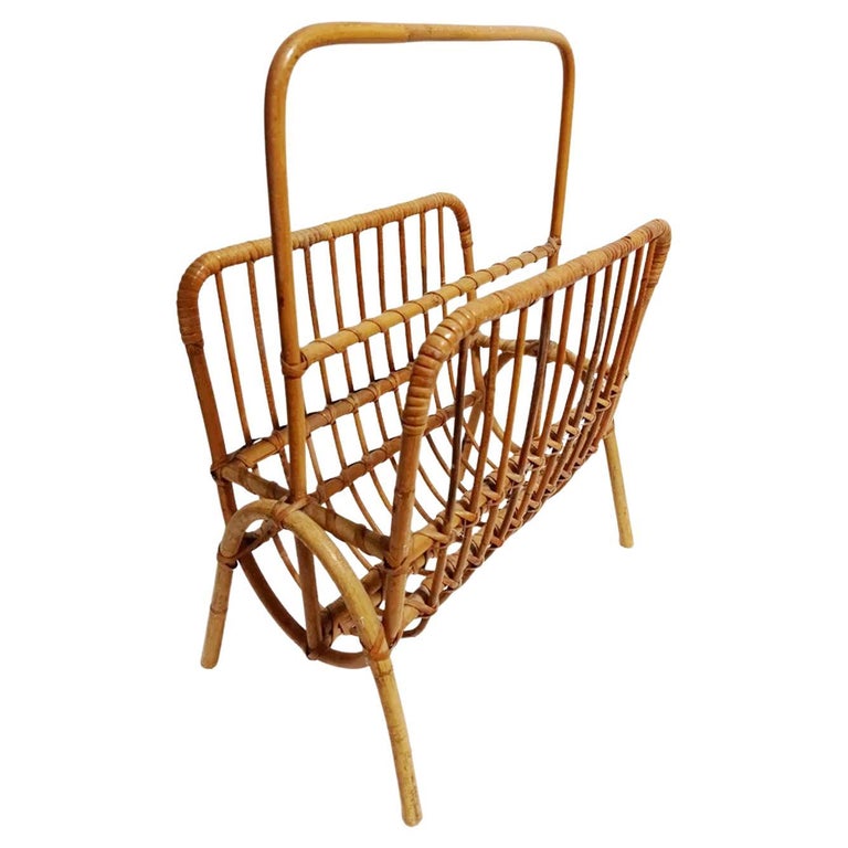 Magazine Rack Midcentury Natural Fiber Wicker and Bamboo from the 60s ...