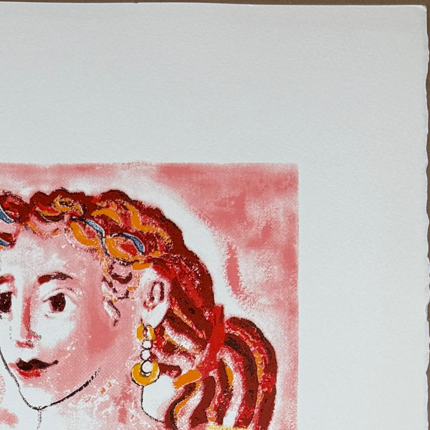 Autumn 1995 Collection 4 Seasons signée gravure originale d'une artiste espagnole - Beige Figurative Print par Magda Bolumar