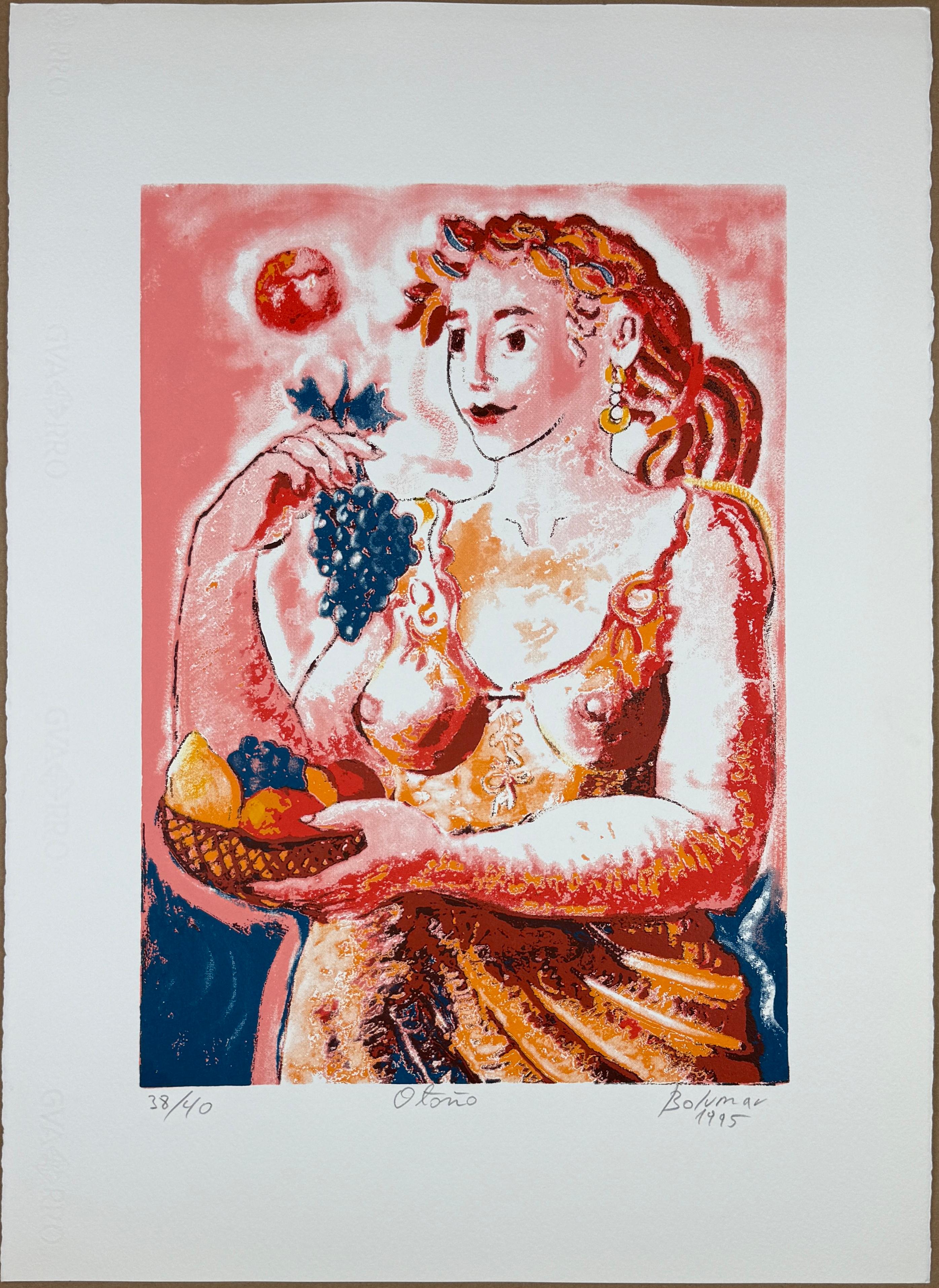 Autumn 1995 Collection 4 Seasons Signed Original Engraving Spanish Woman Artist