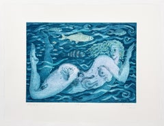 "Wasser" 1996 Sammlung 4 Elemente Original Signierte Gravur Spanische Frau Artis