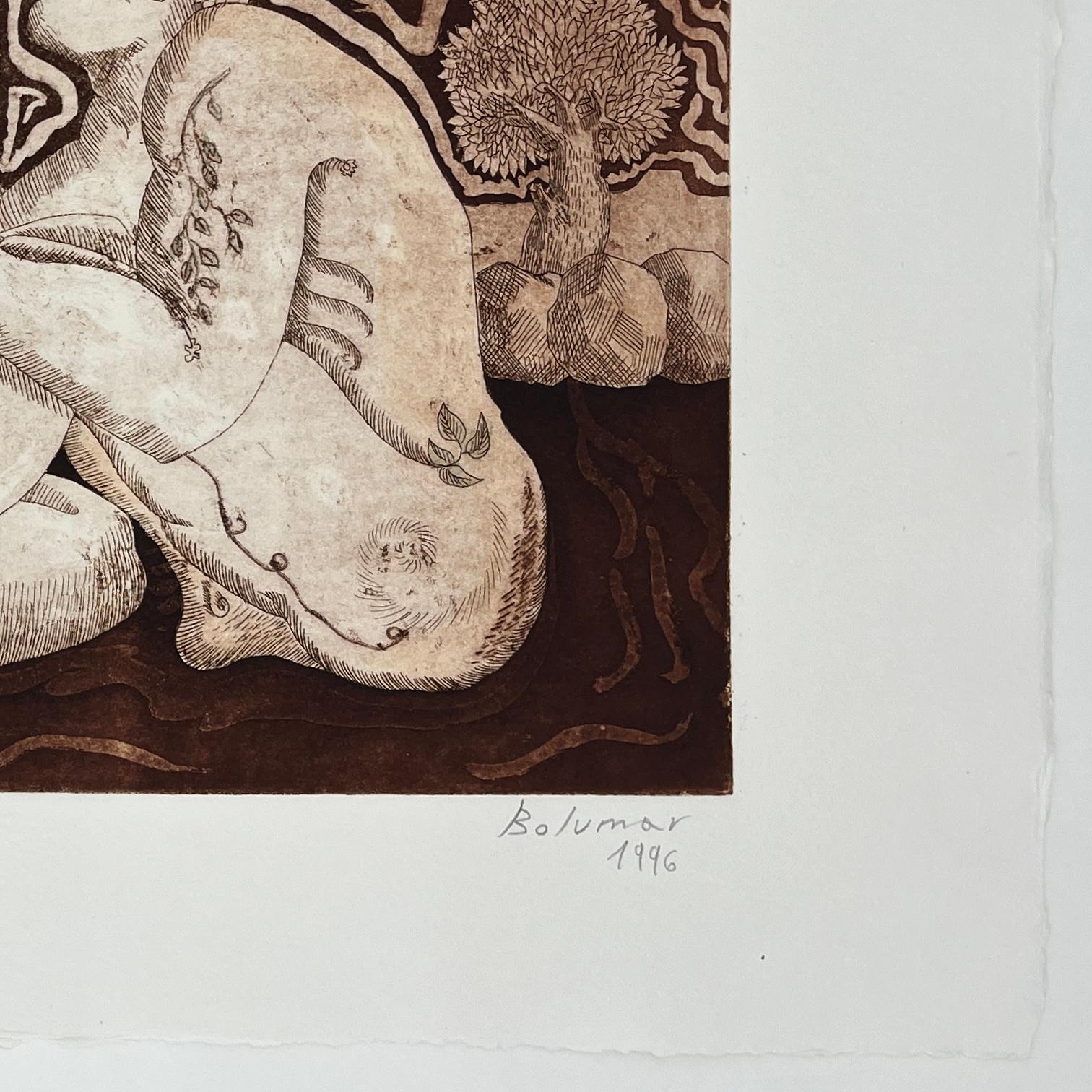 Magda Bolumar Artista spagnola 1996 Incisione firmata Collezione Elementi 4 di 4 in vendita 1
