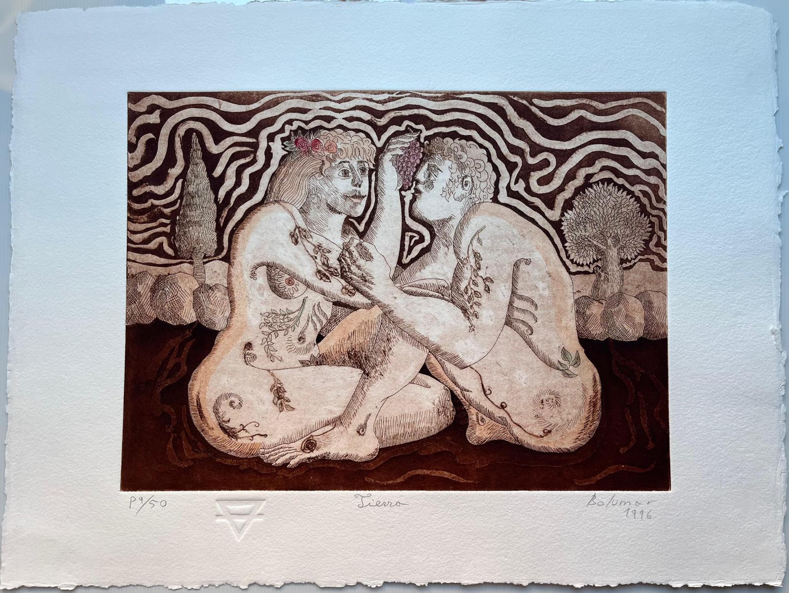 Magda Bolumar (Spain, 1936)
'Tierra (Carpeta ""Los cuatro elementos"")', 1996
etching, aquatint on paper Rives BFK 300 g.
19.7 x 27.6 in. (50 x 70 cm.)
Edition of 50
Unframed
ID: BOL1268-003-050_4
Hand-signed by