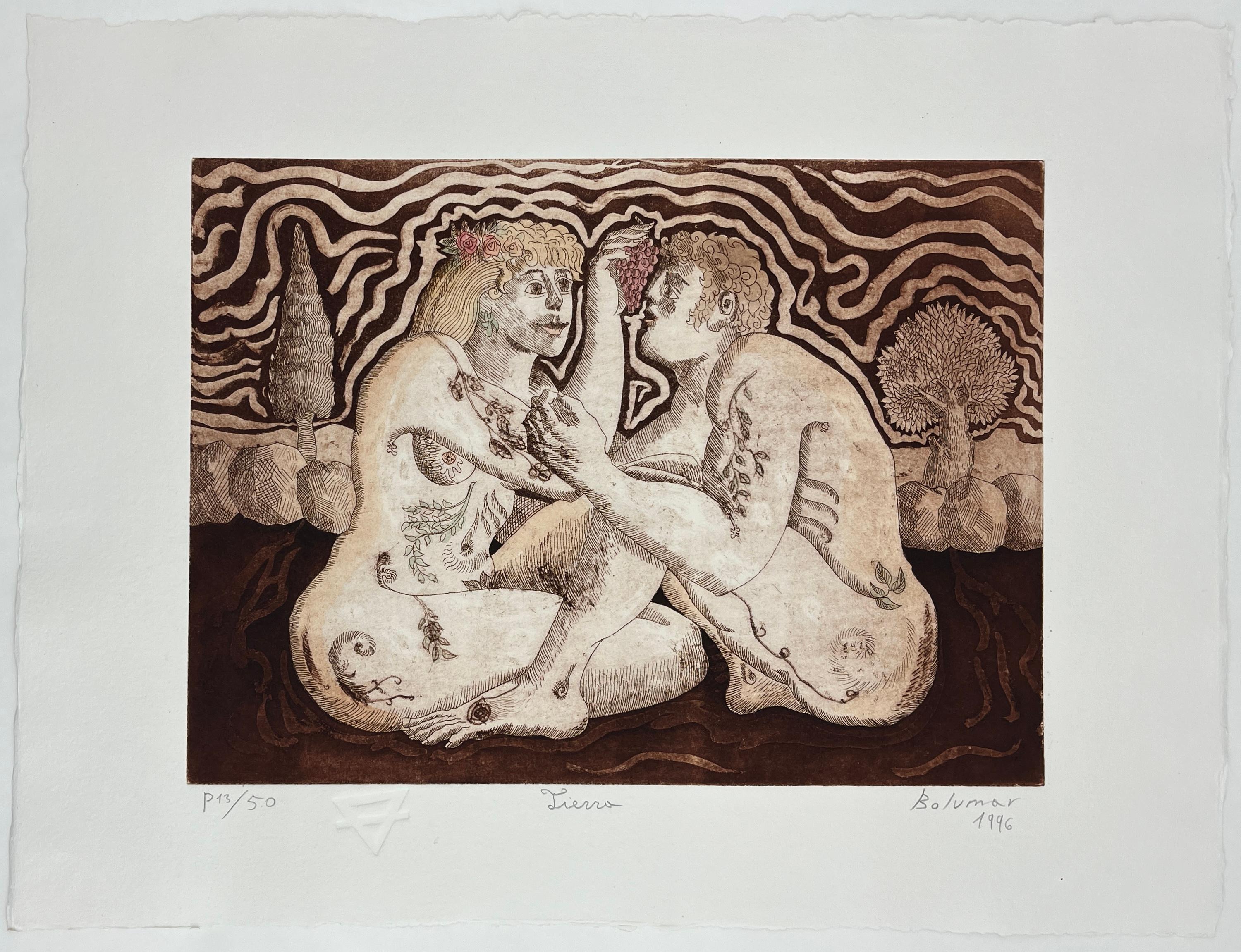 Magda Bolumar Artista spagnola 1996 Incisione firmata Collezione Elementi 4 di 4