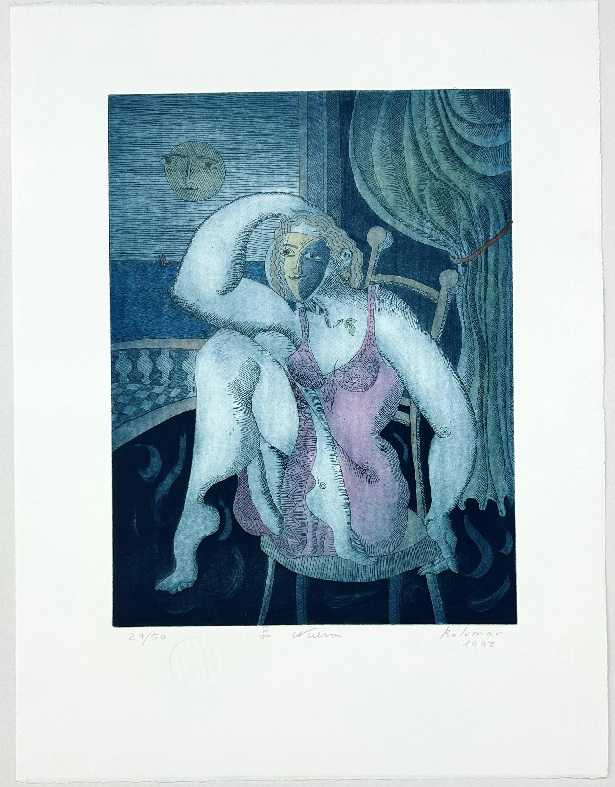 Magda Bolumar Spanish Artist 1997 Hand Signed engraving Collection Moon 1 of 4 3