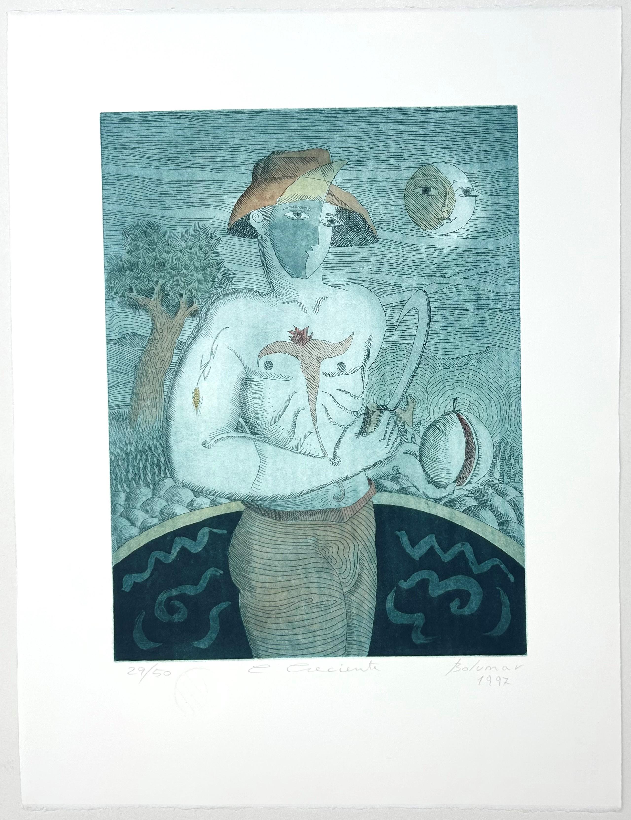 Magda Bolumar, artiste espagnole, 1997, gravure signée à la main, Collection Moon, 2 sur 4 en vente 2