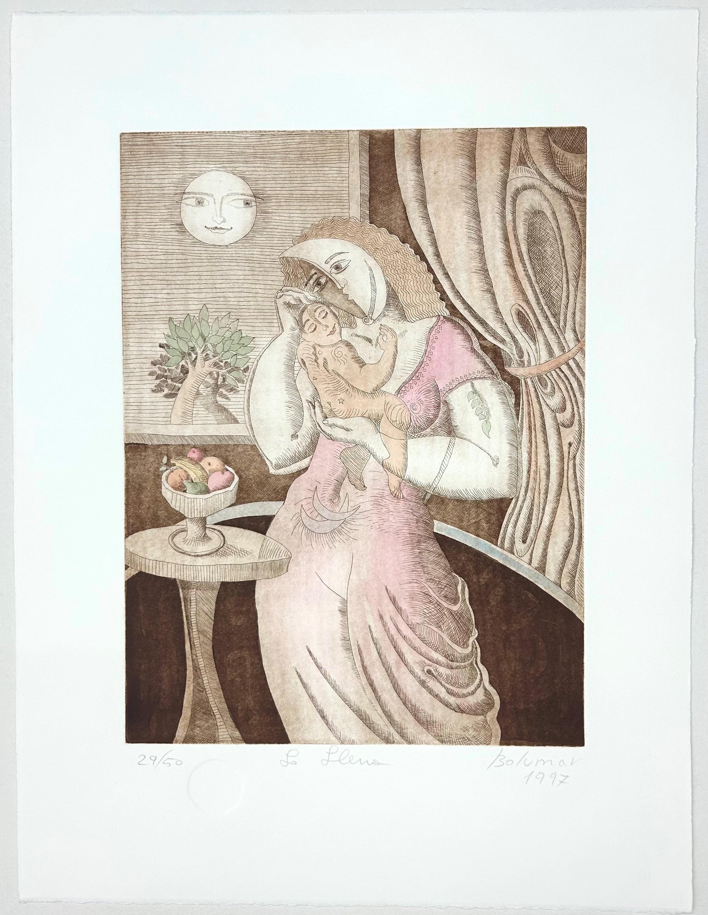Magda Bolumar, artiste espagnole, gravure signée à la main, collection Moon, 1997, 3 sur 4 en vente 1