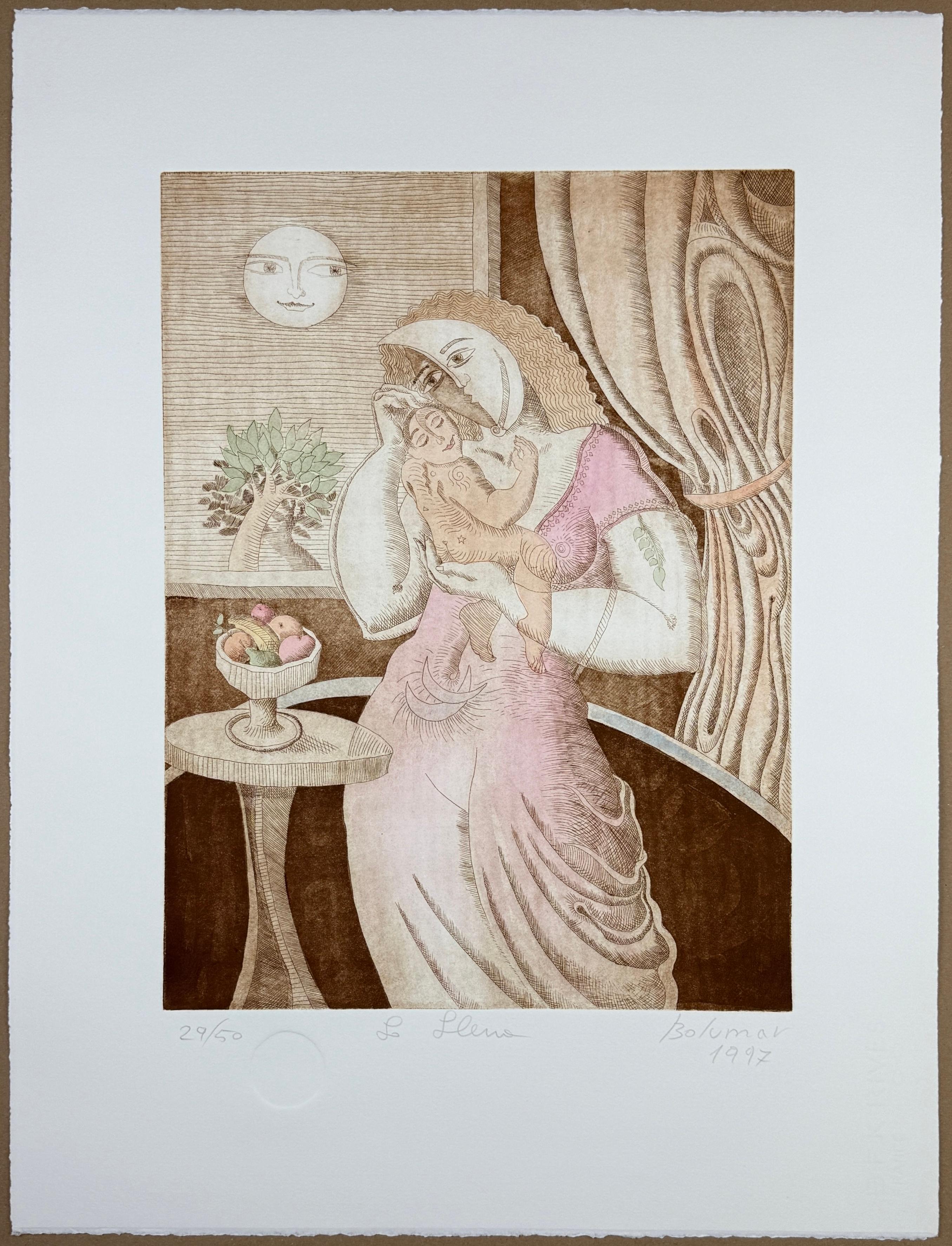 Magda Bolumar Figurative Print - "La Llena" 1997 (Full Moon Collection 3 of 4) Spanish Artist Signed engraving