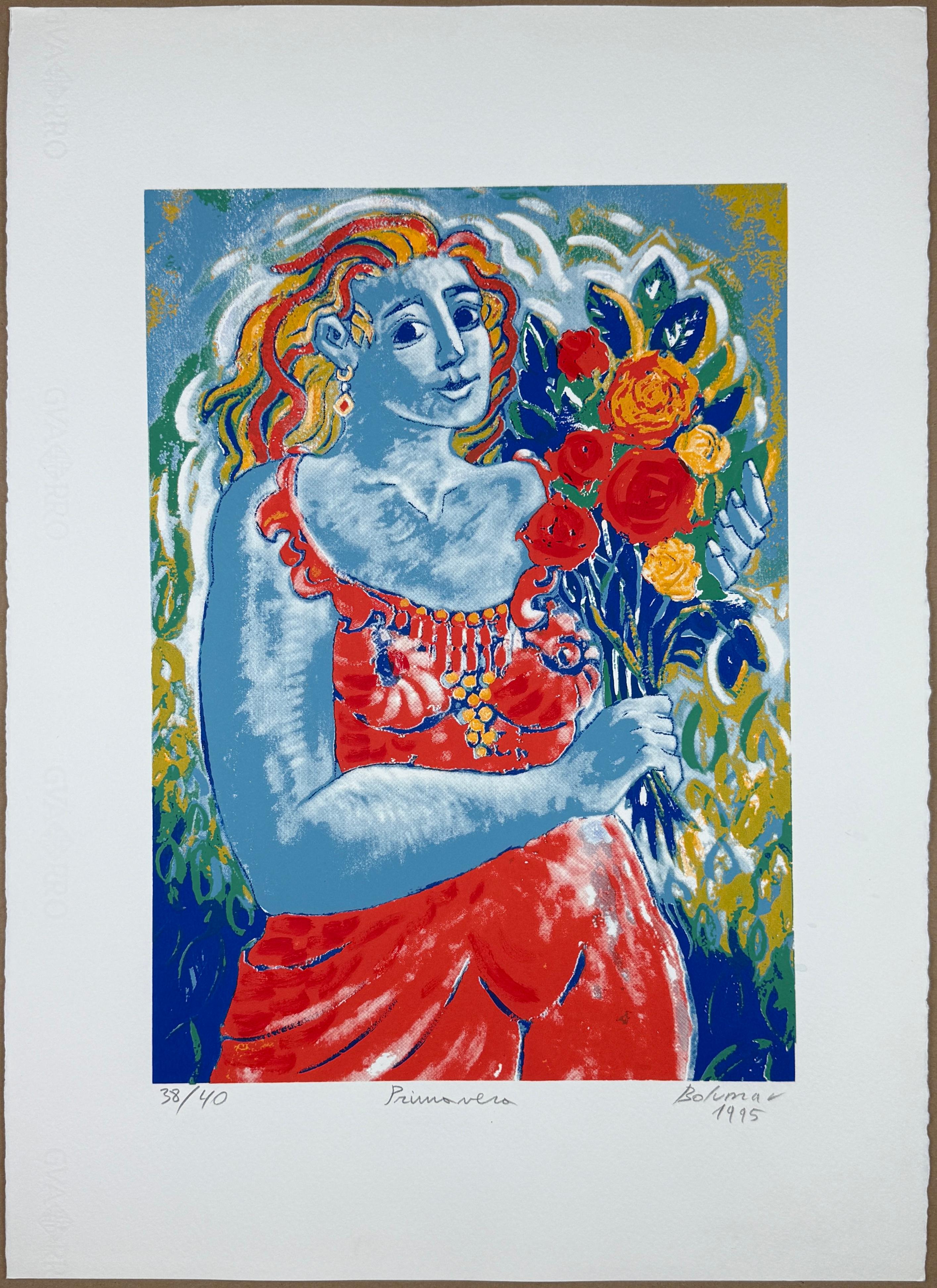 Frühjahr 1995 Kollektion 4 Jahreszeiten Signiert Original Kupferstich Spanische Künstlerin Spanische Frau, signiert