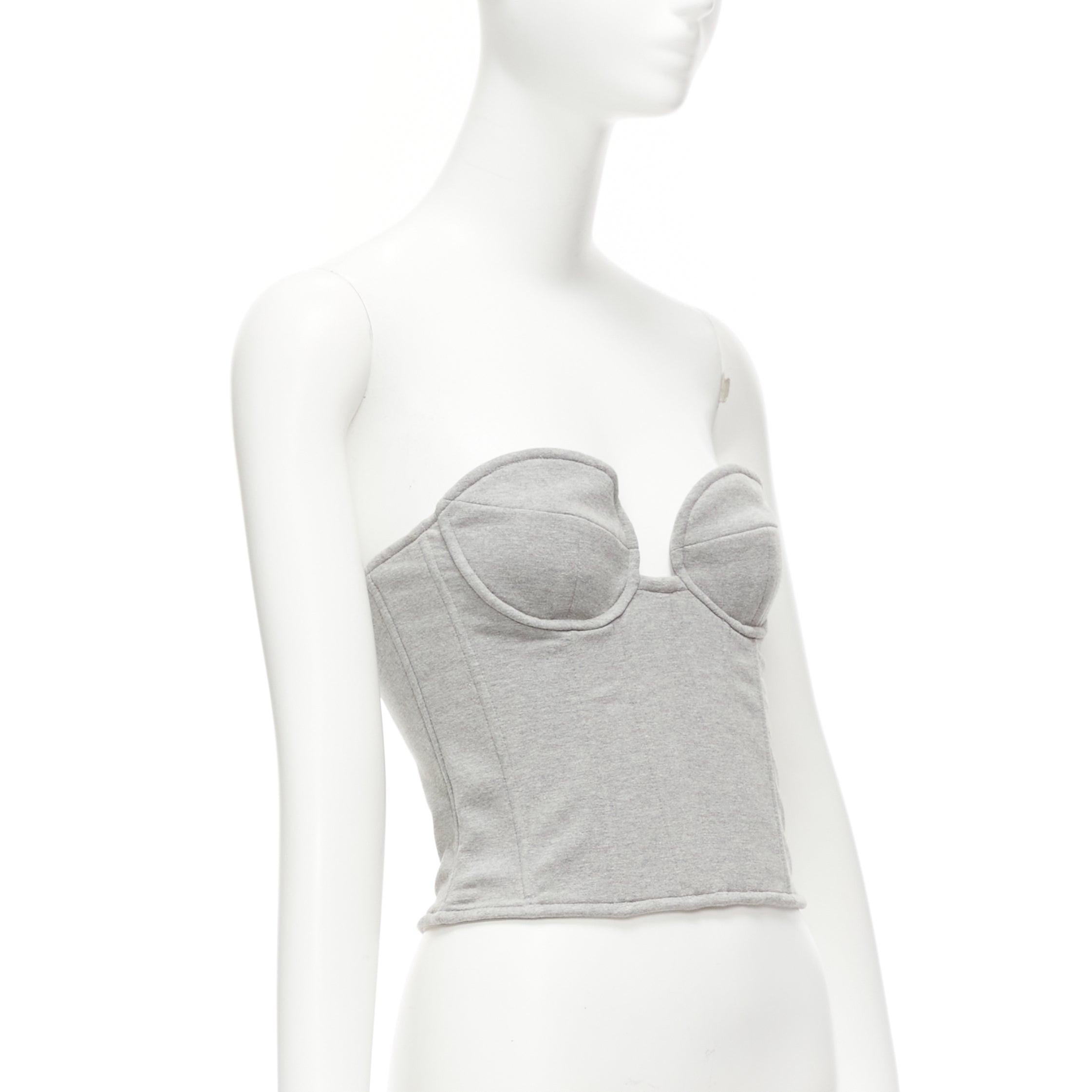 MAGDA BUTRYM 2022 grey cotton blend circular bra boned corset top FR34 XS In New Condition For Sale In Hong Kong, NT