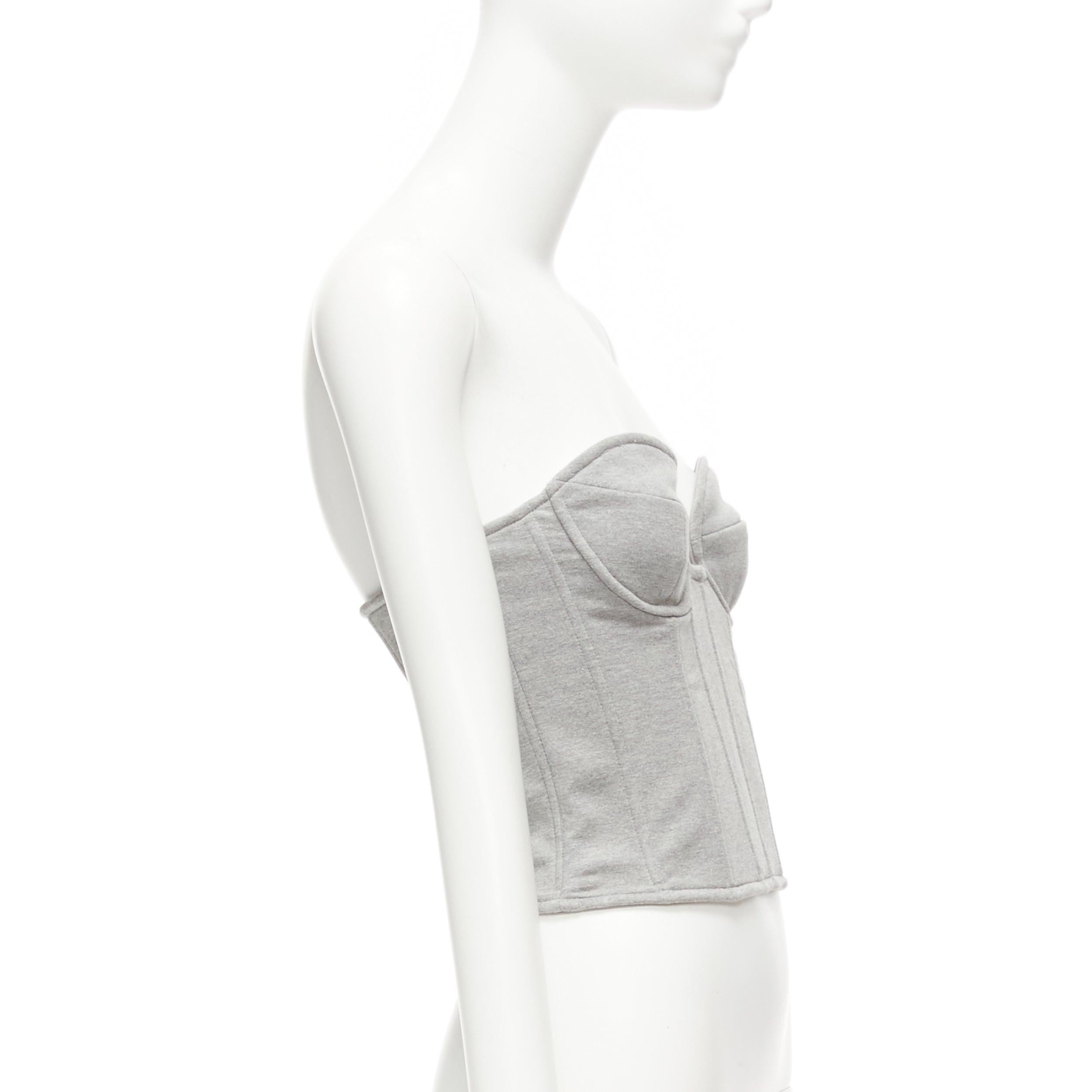 Women's MAGDA BUTRYM 2022 grey cotton blend circular bra boned corset top FR34 XS For Sale